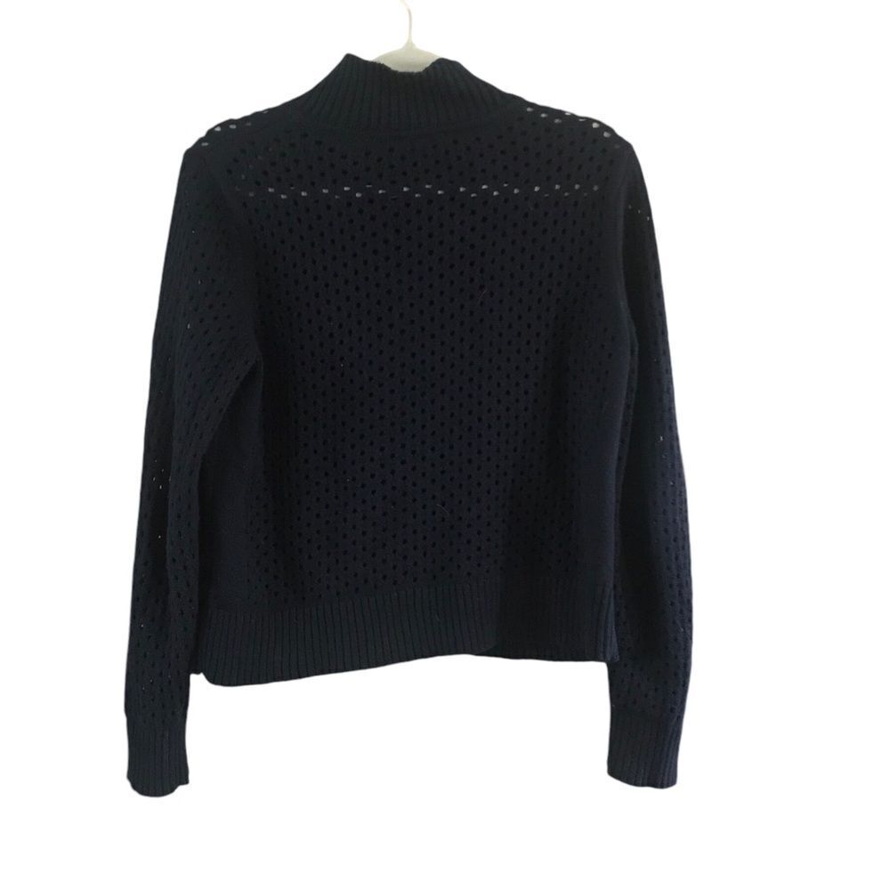 Talbots Blue Crochet Button Up Cardigan Medium - image 3